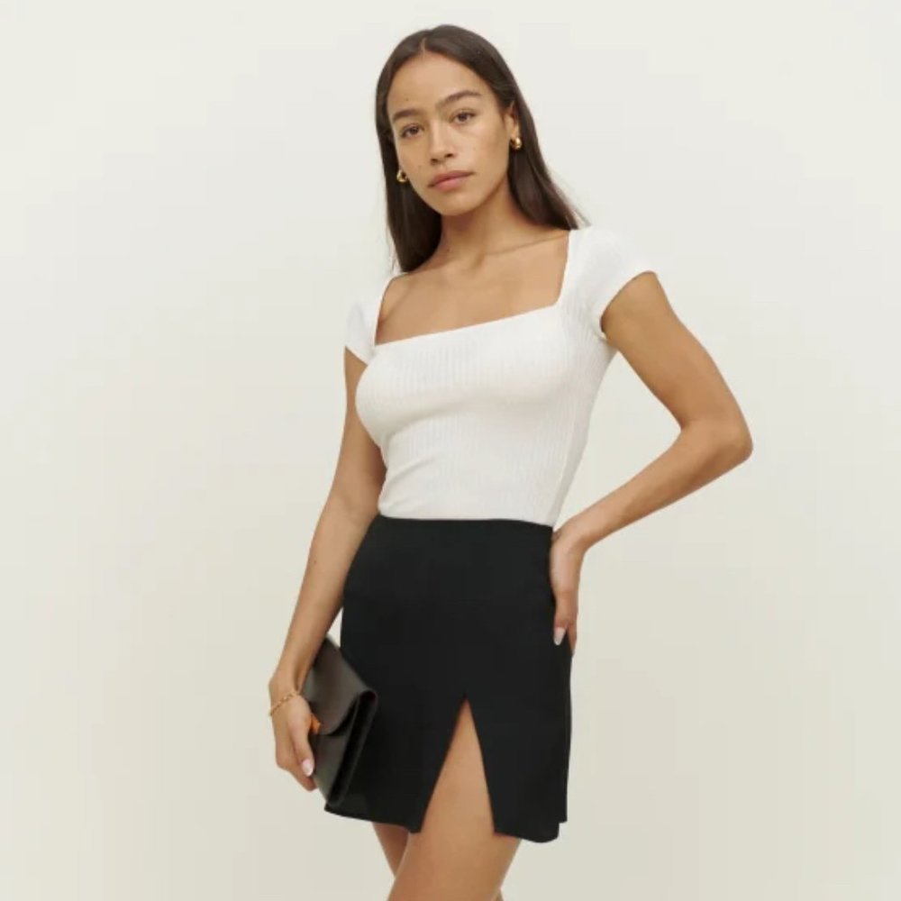 NWT reformation Margot micro mini skirt with side slit